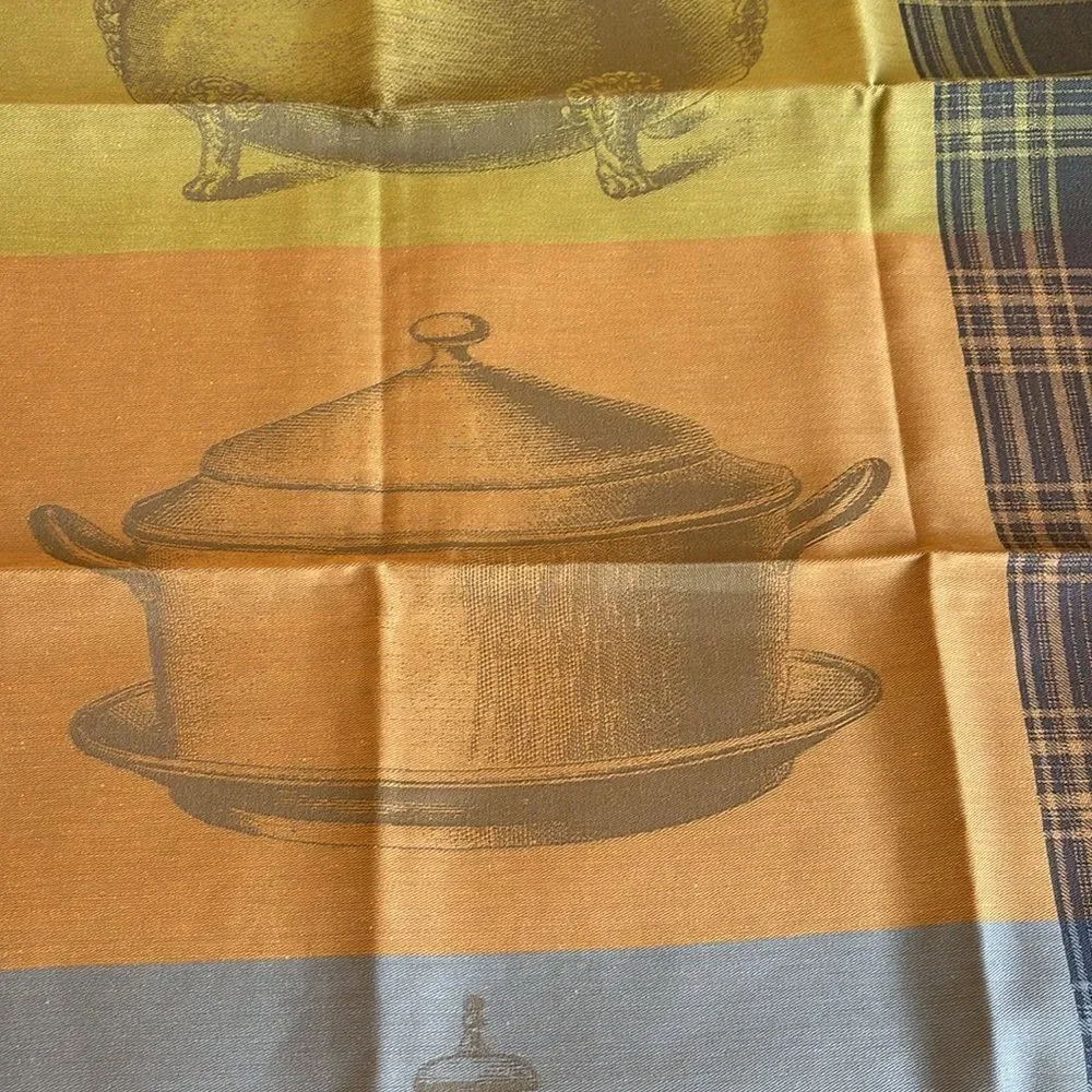 Jacquard Francais NEW Tea Dish Towel Made In France Orange Brown